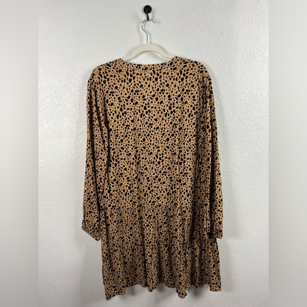 GAP Leopard Animal Print Tiered Swing Dress Sz L Mob Wife Long Sleeve TC0634 - Picture 4 of 8